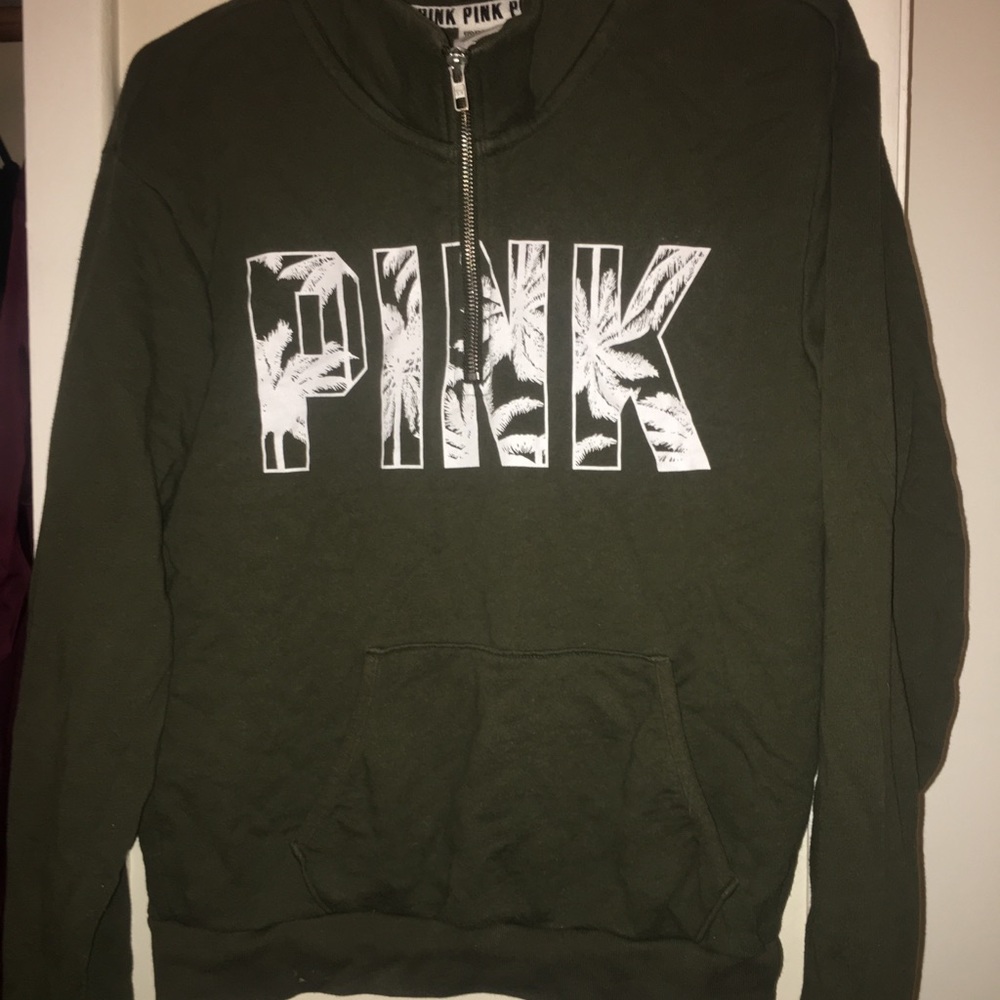 army green PINK half zip